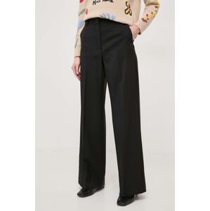 Vlněné kalhoty Weekend Max Mara černá barva, jednoduché, high waist, 2415131091600