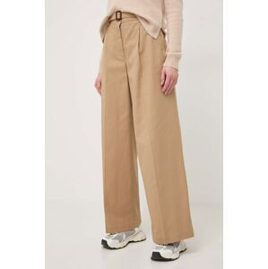 Kalhoty Weekend Max Mara dámské, béžová barva, široké, high waist, 2415131121600