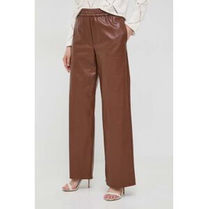 Kalhoty Weekend Max Mara dámské, hnědá barva, jednoduché, high waist, 2415131141600