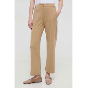 Kalhoty Weekend Max Mara dámské, béžová barva, jednoduché, high waist, 2415781021600