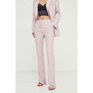 Kalhoty Marella dámské, růžová barva, jednoduché, high waist, 2413131081200