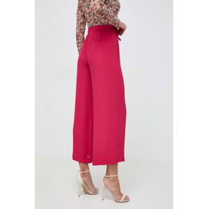 Kalhoty ze směsi hedvábí Marella růžová barva, high waist, 2413131134200