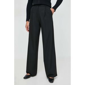Kalhoty Marella dámské, černá barva, široké, high waist, 2413131251200