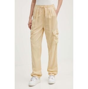 Kalhoty Pepe Jeans EVA dámské, béžová barva, kapsáče, high waist, PL211738