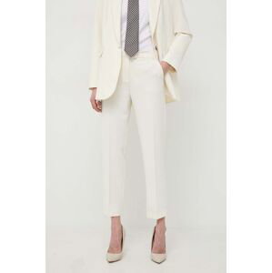Kalhoty MAX&Co. dámské, béžová barva, jednoduché, high waist, 2416131091200