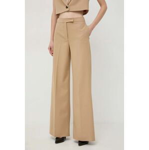 Kalhoty MAX&Co. dámské, béžová barva, jednoduché, high waist, 2416131101200