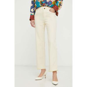 Kalhoty MAX&Co. dámské, béžová barva, jednoduché, high waist, 2416131111200