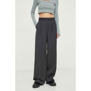 Kalhoty MAX&Co. x CHUFY dámské, šedá barva, široké, high waist, 2418131011200