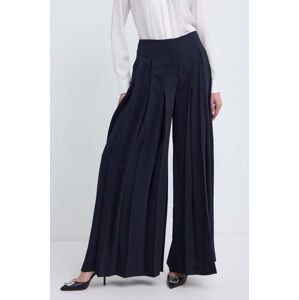 Kalhoty BOSS dámské, tmavomodrá barva, široké, high waist, 50511937