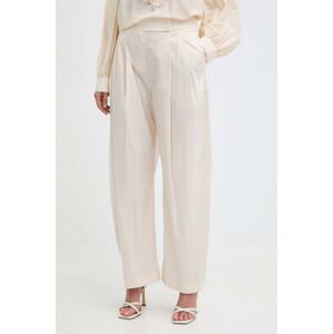 Kalhoty Pinko dámské, béžová barva, jednoduché, high waist, 103577 A1TX