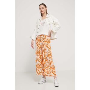 Kalhoty Billabong dámské, oranžová barva, jednoduché, high waist, EBJNP00115