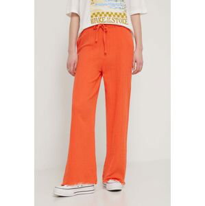 Bavlněné kalhoty Billabong oranžová barva, široké, high waist, EBJNP00114
