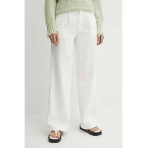 Bavlněné kalhoty Résumé AnselRS Pant bílá barva, jednoduché, high waist, 20611125