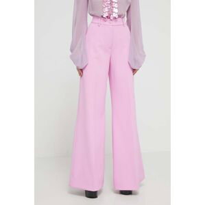 Kalhoty Blugirl Blumarine dámské, růžová barva, široké, high waist, RA4129.T3191