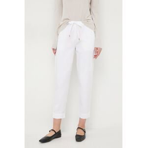 Kalhoty Max Mara Leisure dámské, bílá barva, jednoduché, high waist, 2416131058600