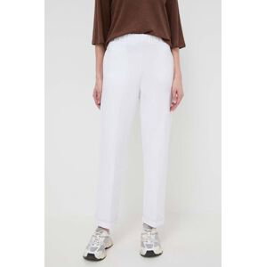 Kalhoty Max Mara Leisure dámské, bílá barva, široké, high waist, 2416781108600