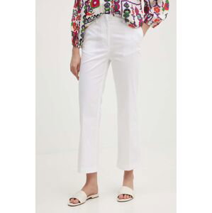 Kalhoty Sisley dámské, bílá barva, fason cargo, high waist