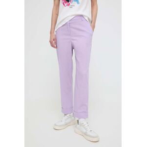 Kalhoty Patrizia Pepe dámské, fialová barva, jednoduché, high waist, 2P1610 A23