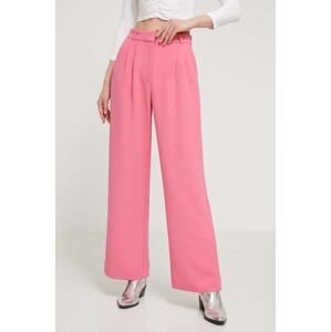 Kalhoty Abercrombie & Fitch dámské, růžová barva, jednoduché, high waist