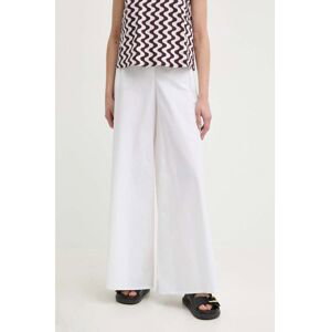 Kalhoty Marella dámské, bílá barva, široké, high waist, 2413131092200