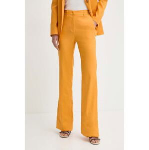 Plátěné kalhoty Marella oranžová barva, zvony, high waist, 2413131132200