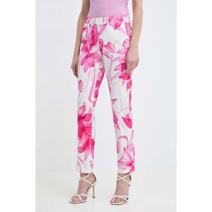 Kalhoty Marella dámské, růžová barva, jednoduché, high waist, 2413131242200