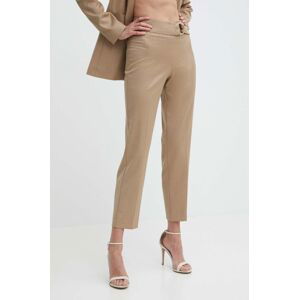 Kalhoty Morgan PBAC.F dámské, béžová barva, jednoduché, medium waist, PBAC.F