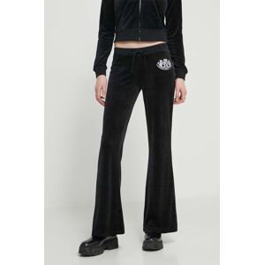 Velurové teplákové kalhoty Juicy Couture černá barva, s aplikací