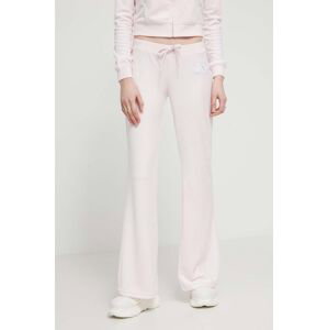 Velurové teplákové kalhoty Juicy Couture růžová barva, s aplikací