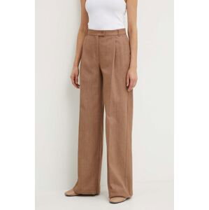 Kalhoty MAX&Co. dámské, hnědá barva, široké, high waist, 2416131104200