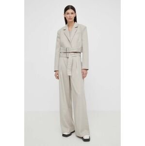 Kalhoty Gestuz dámské, šedá barva, široké, high waist, 10908856