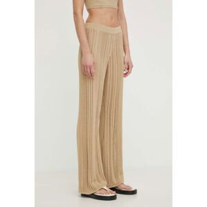 Kalhoty By Malene Birger dámské, béžová barva, široké, high waist