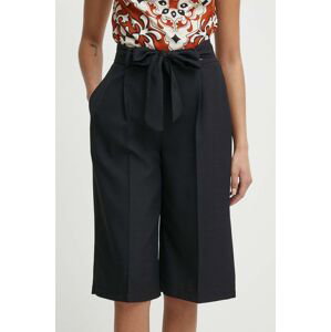 Kalhoty Artigli dámské, černá barva, široké, high waist, AP38223