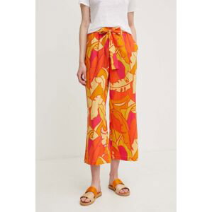 Plátěné kalhoty Joseph Ribkoff oranžová barva, široké, high waist, 242910