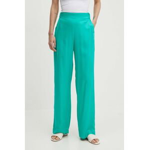 Kalhoty United Colors of Benetton dámské, zelená barva, široké, high waist, 4XBQDF06Z