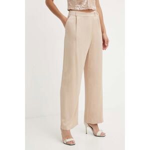 Kalhoty Sisley dámské, béžová barva, široké, high waist, 4Q6ZLF05V