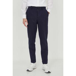 Kalhoty s příměsí lnu Polo Ralph Lauren tmavomodrá barva, 715935005