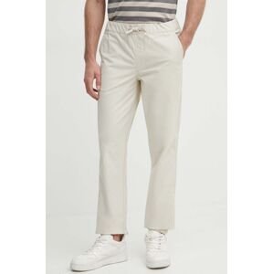 Kalhoty Pepe Jeans PULL ON CUFFED SMART PANTS pánské, béžová barva, přiléhavé, PM211687
