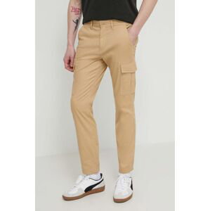 Kalhoty Tommy Jeans pánské, béžová barva, přiléhavé, DM0DM18940