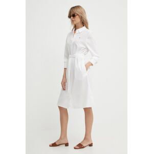 Bavlněné šaty Tommy Hilfiger bílá barva, mini, WW0WW41001