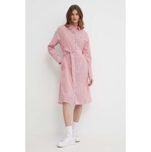 Bavlněné šaty Tommy Hilfiger růžová barva, mini, WW0WW41001