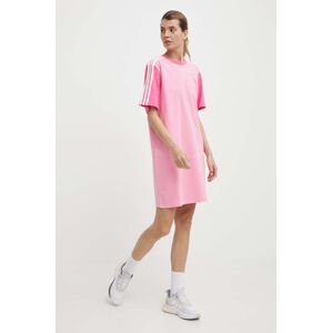 Bavlněné šaty adidas růžová barva, mini, oversize, IR6055