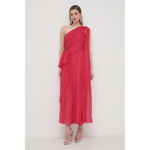 Hedvábné šaty Luisa Spagnoli PANNELLO růžová barva, maxi, 540965