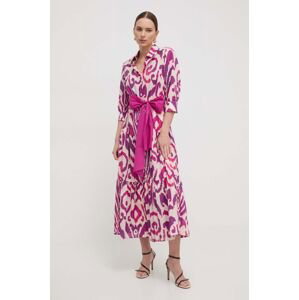 Bavlněné šaty Luisa Spagnoli růžová barva, maxi