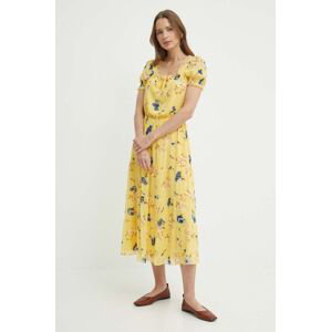Šaty Lauren Ralph Lauren žlutá barva, midi, 250933504