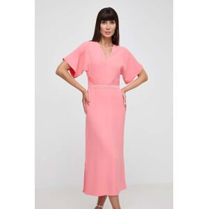 Šaty BOSS růžová barva, maxi, oversize, 50512822