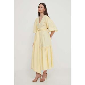 Lněné šaty Barbour Modern Heritage žlutá barva, maxi, LDR0770