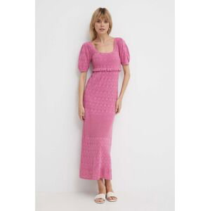 Šaty s příměsí lnu Pepe Jeans GOLDIE DRESS růžová barva, maxi, PL953525