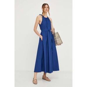 Bavlněné šaty Weekend Max Mara tmavomodrá barva, maxi, 2415221202600