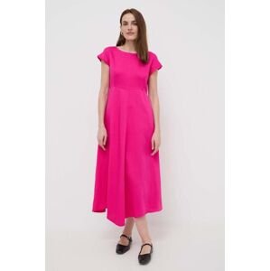 Šaty s příměsí lnu Weekend Max Mara růžová barva, maxi, 2415221242600
